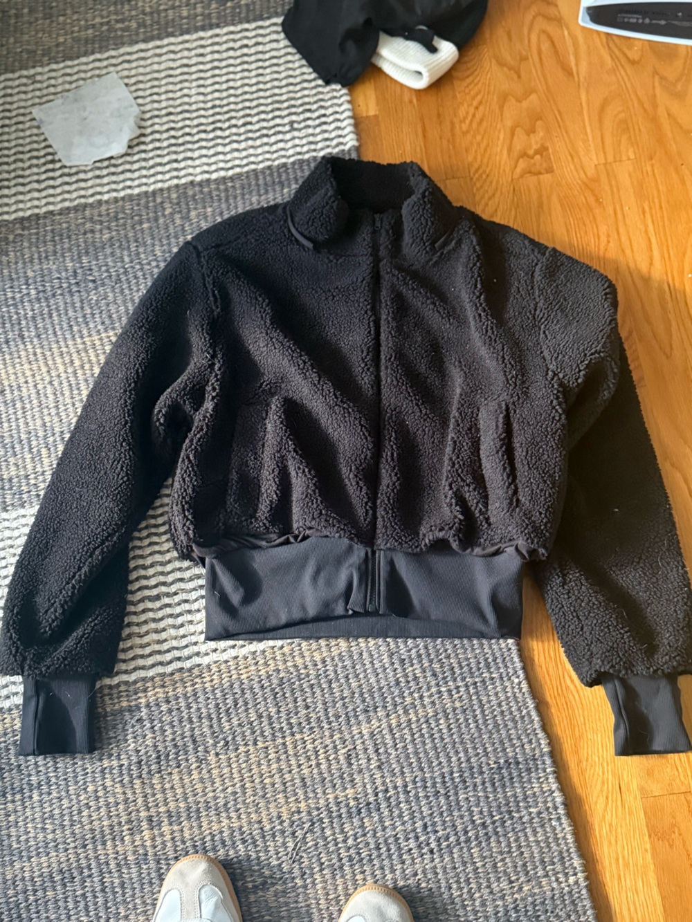 Quince Black Hooded Sherpa Jacket